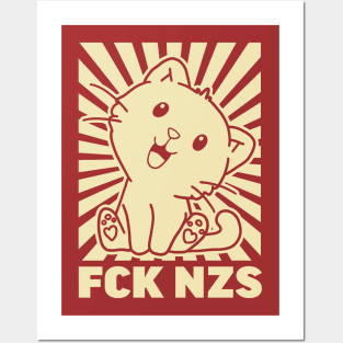 FCK NZS cute kawaii funny cat fcknzs Posters and Art